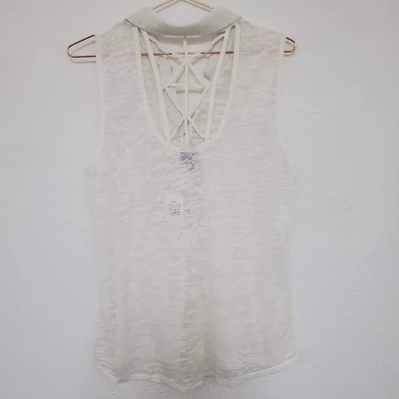 VANITY | White Burnout Collared Lattice Tank - Picture 9 of 10